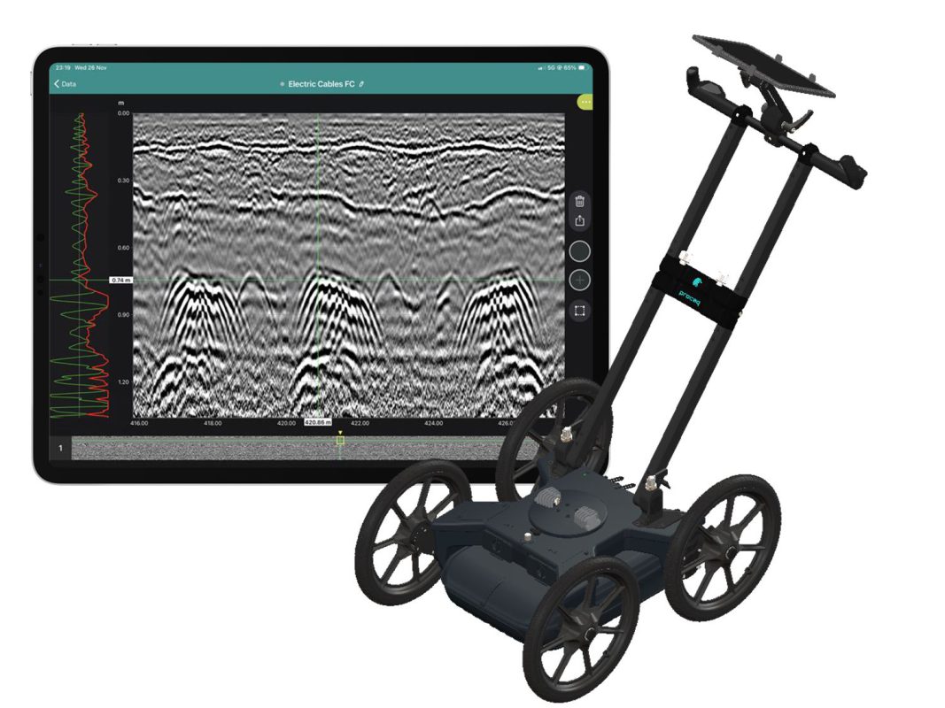 GS8000 ground penetrating radar system and radar-data interface for subsurface surveys